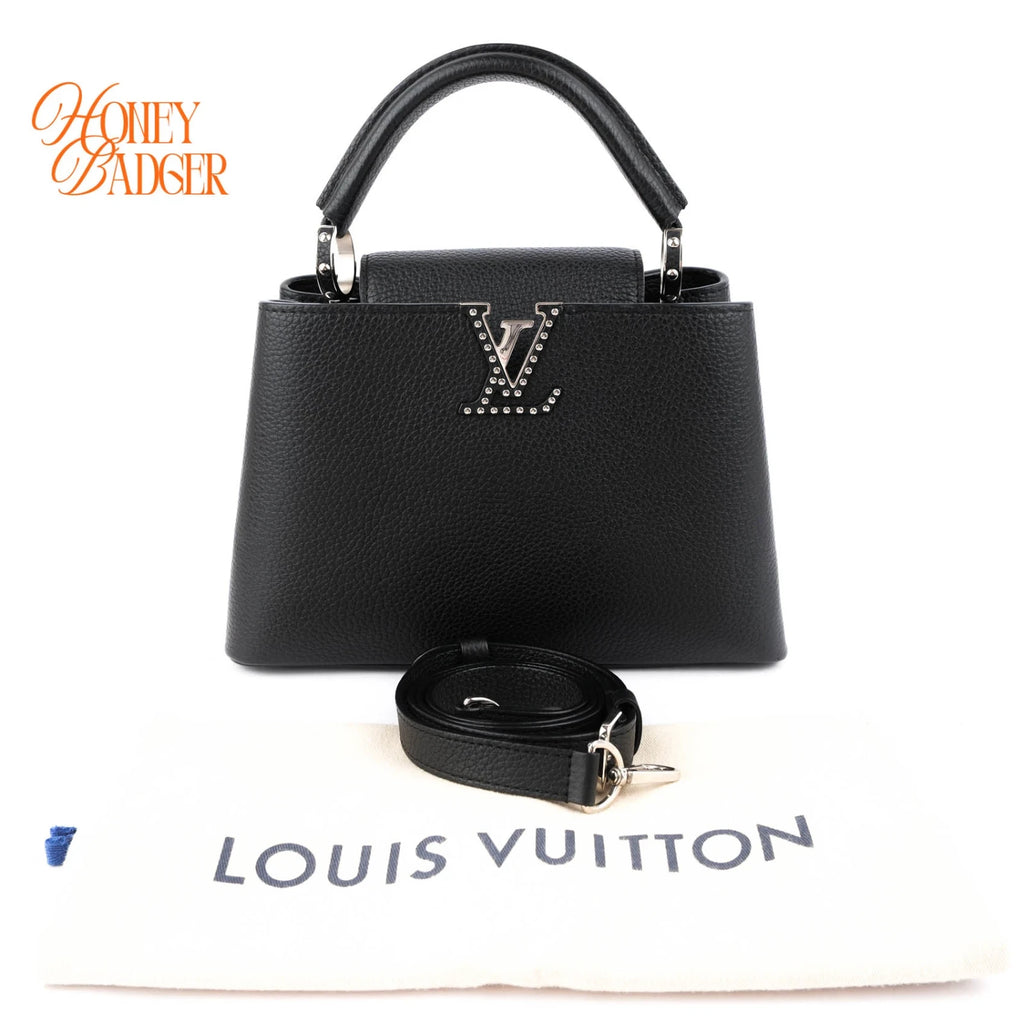 Louis Vuitton Studded Capucines BB Taurillon Leather Noir Silver Hardware Rank A