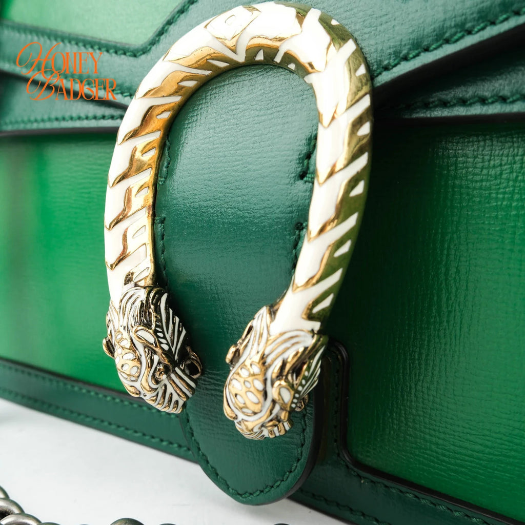 Gucci Dionysus Small Shoulder Bag Calfskin Emerald Green Two-Tone Hardware Rank A