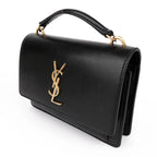 Saint Laurent Sunset Small Leather Black Gold Hardware Rank A