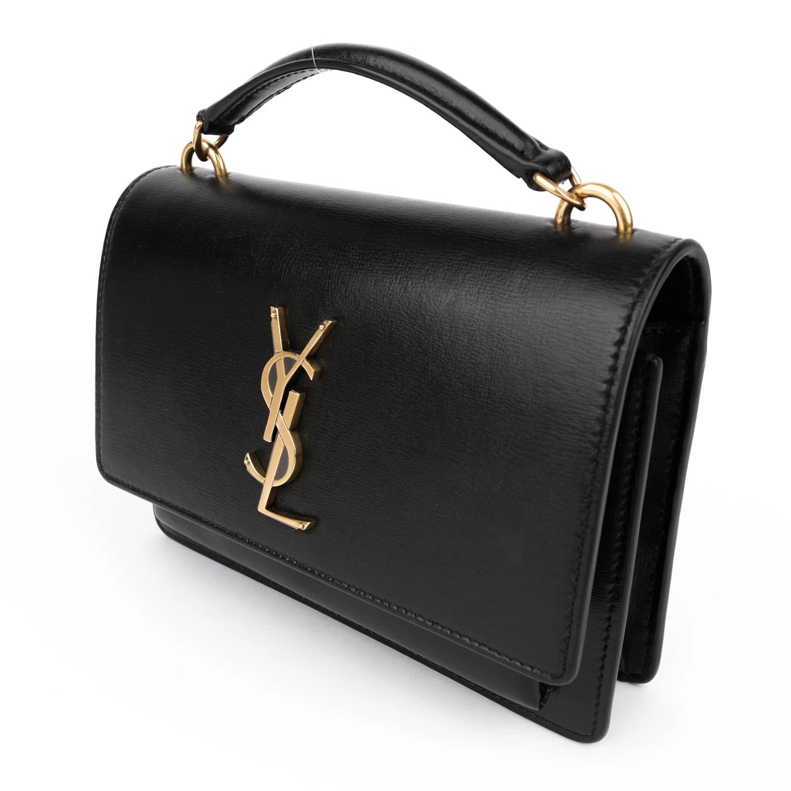 Saint Laurent Sunset Small Leather Black Gold Hardware Rank A
