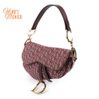 Dior Saddle Medium Oblique Jacquard Burgundy Rank A