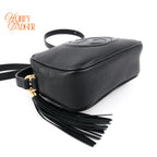 Gucci Soho Mini Disco Black Grained Leather Crossbody Camera Bag Rank A