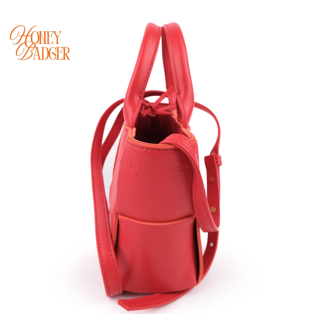 Bottega Veneta Arco Tote Mini Intrecciato Leather Red 2WAY Bag