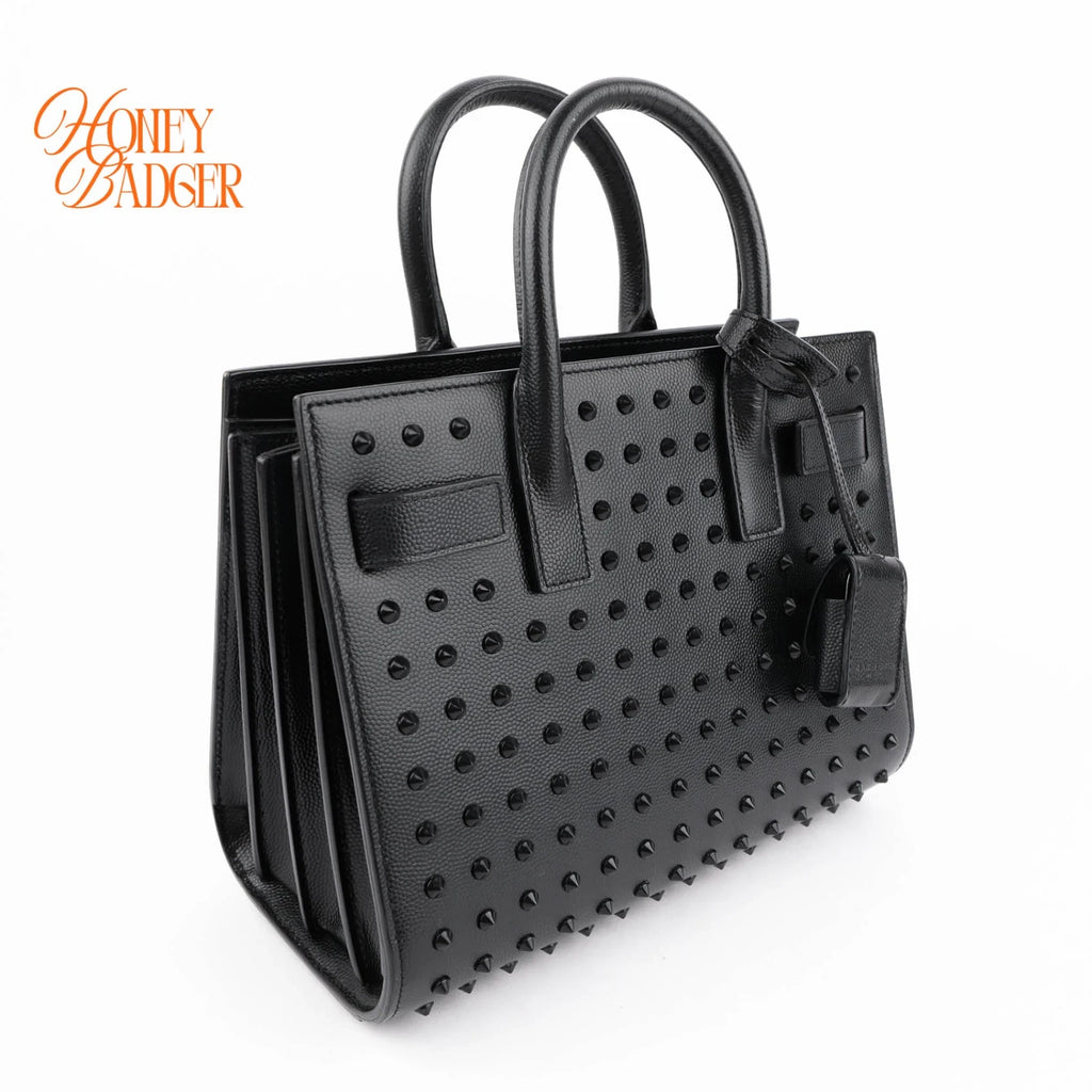 Saint Laurent Sac de Jour Nano Studded Leather Black Rank A
