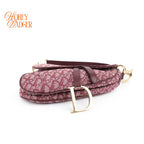 Dior Saddle Medium Oblique Jacquard Burgundy Rank A