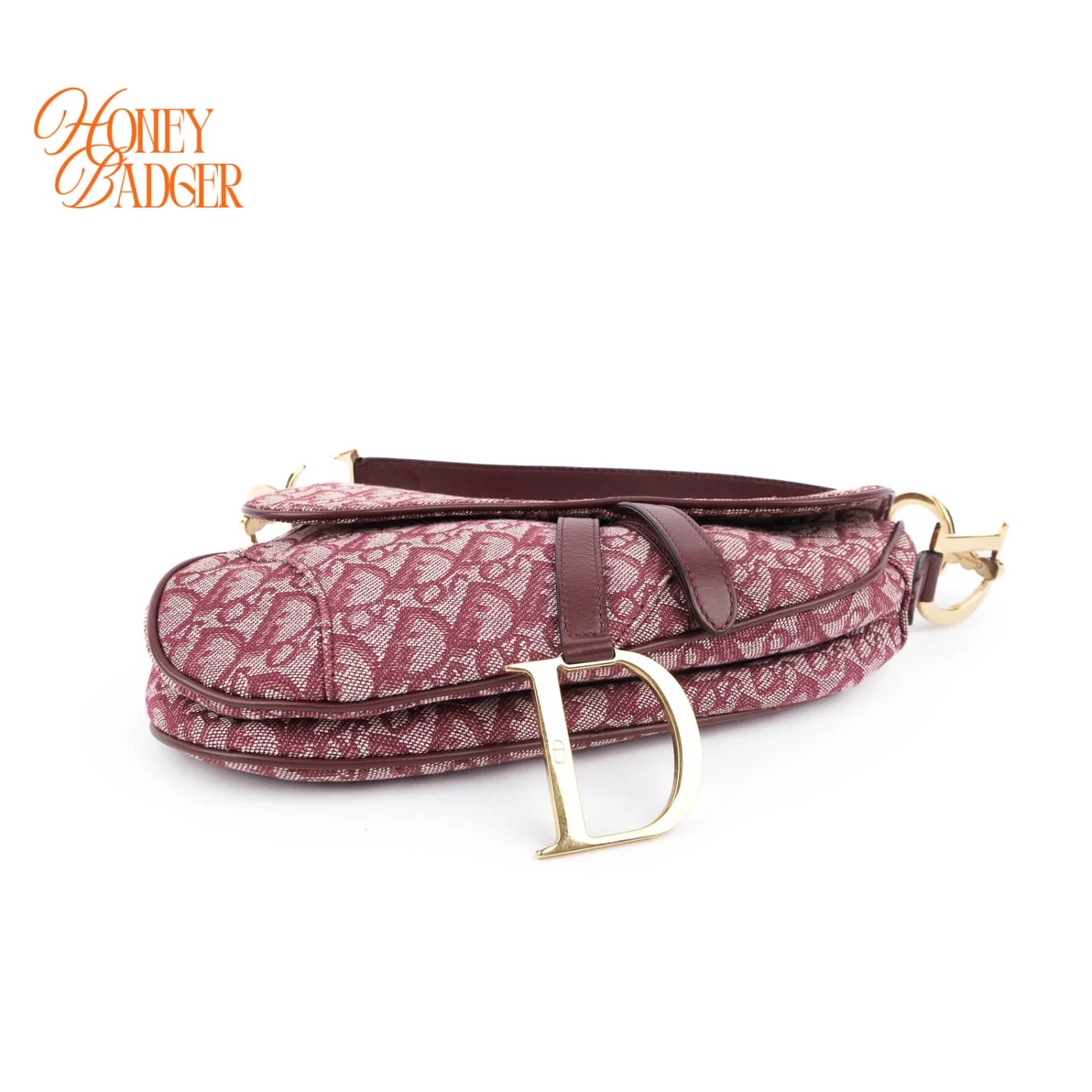 Dior Saddle Medium Oblique Jacquard Burgundy Rank A