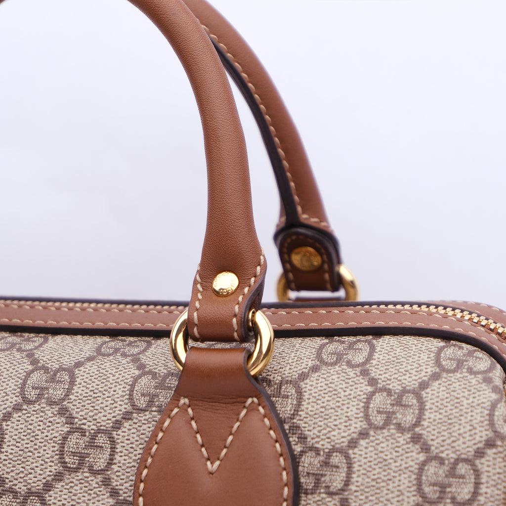 Gucci GG Supreme Linea A Boston Bag With Butterfly Embroidery