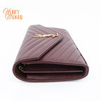 Saint Laurent Envelope Large Chain Wallet Caviar Leather Bordeaux Gold Hardware Rank A