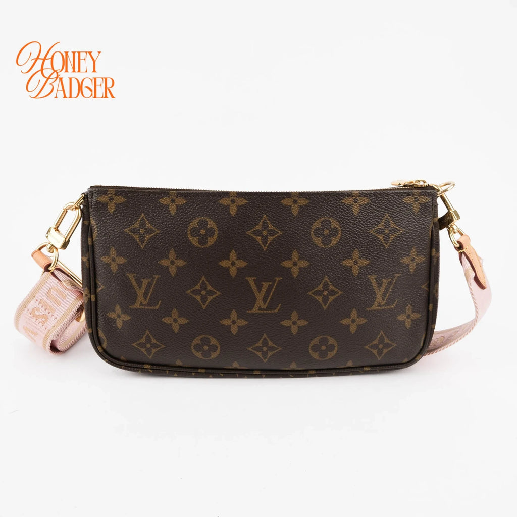 Louis Vuitton Multi Pochette Accessoires in Monogram with pink strap, Grade A condition.