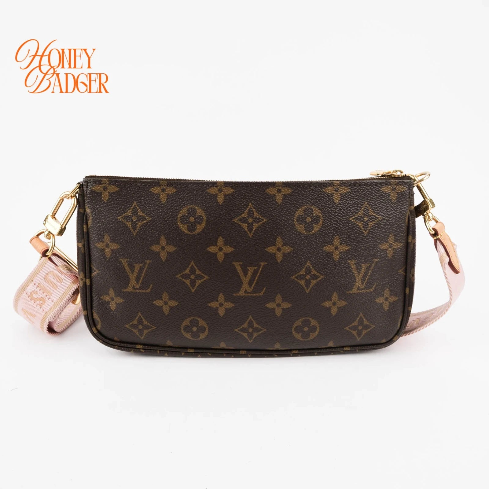 Louis Vuitton Multi Pochette Accessoires in Monogram with pink strap, Grade A condition.