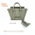 Celine Luggage Nano Smooth Leather Light Green Gold Hardware Rank A