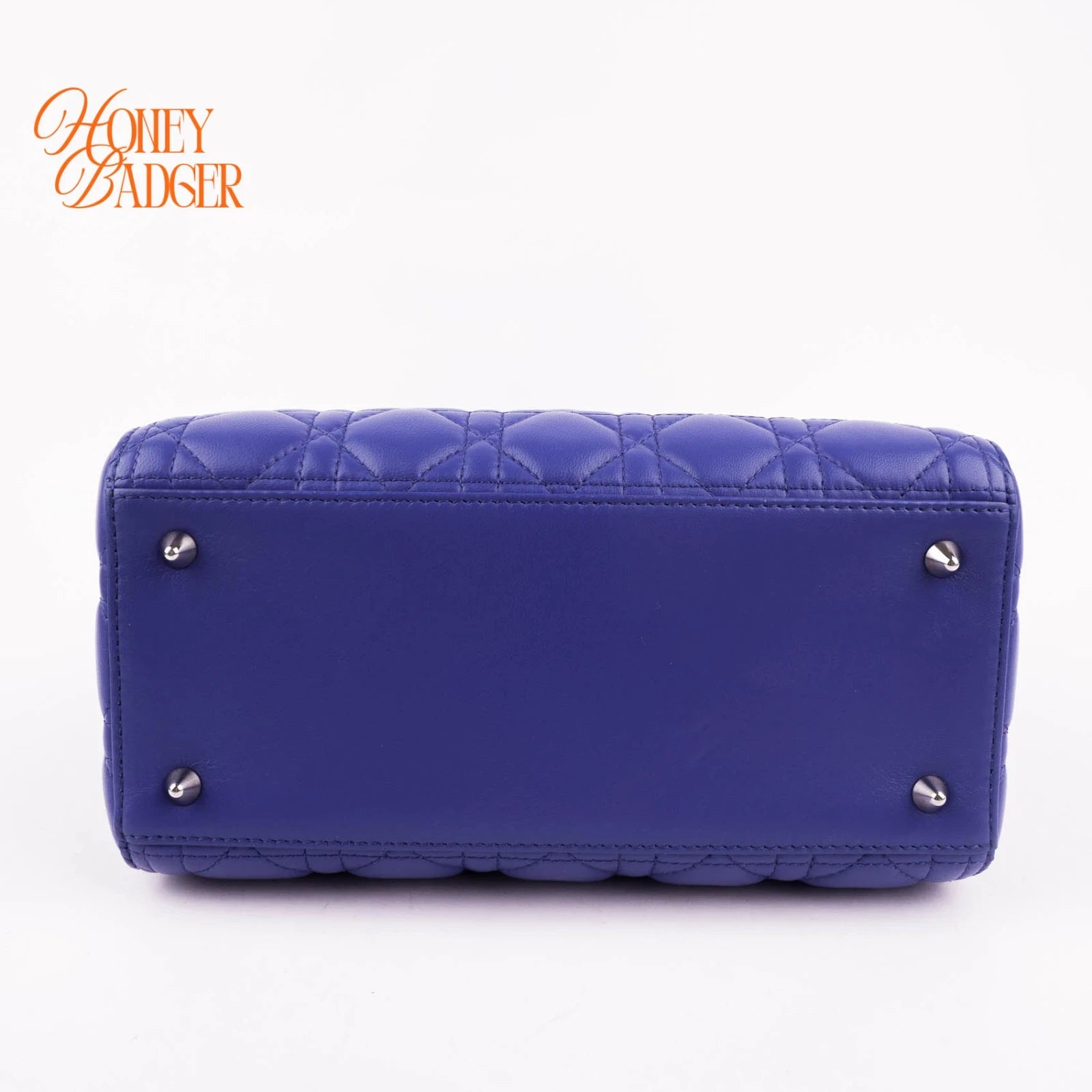 Dior Lady Dior Medium in blue lambskin, Grade A condition.