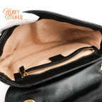 Gucci GG Marmont Small Shoulder Bag Original GG Canvas Beige/Ebony Black Leather Gold Hardware Rank A