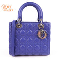 Dior Lady Dior Medium in blue lambskin, Grade A condition.