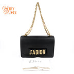 Dior J’Adior Medium Flap Bag Black Calfskin Gold Hardware Rank A