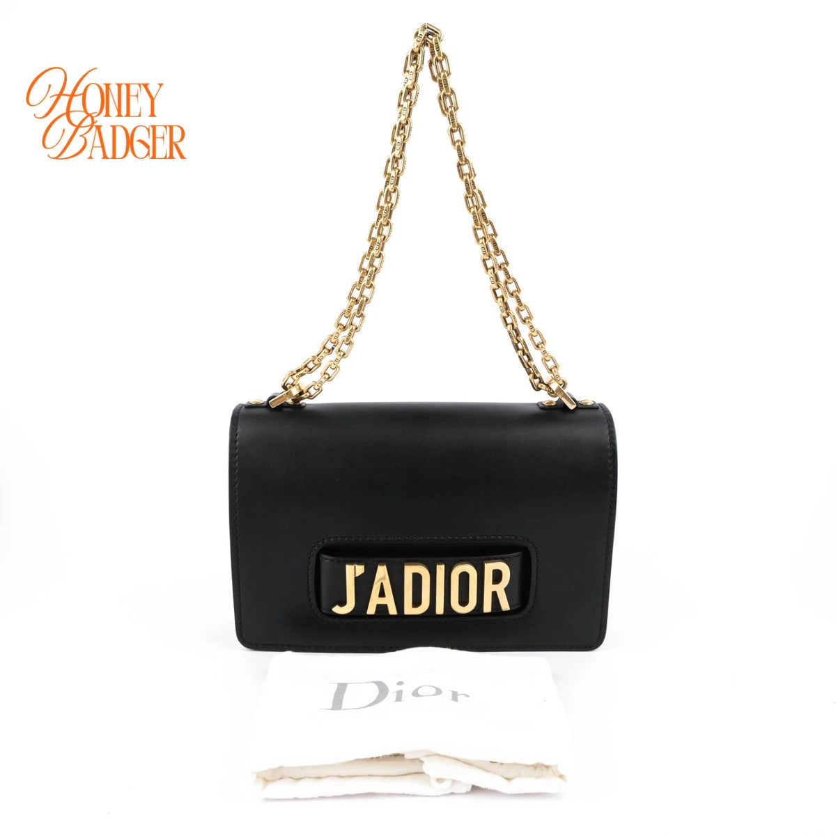 Dior J’Adior Medium Flap Bag Black Calfskin Gold Hardware Rank A