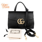 Gucci GG Marmont Top Handle Leather Black Rank A