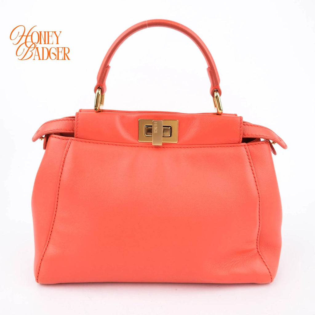 Fendi Peekaboo Mini Smooth Leather Orange Rank A