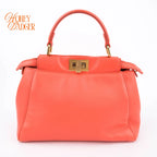 Fendi Peekaboo Mini Smooth Leather Orange Rank A