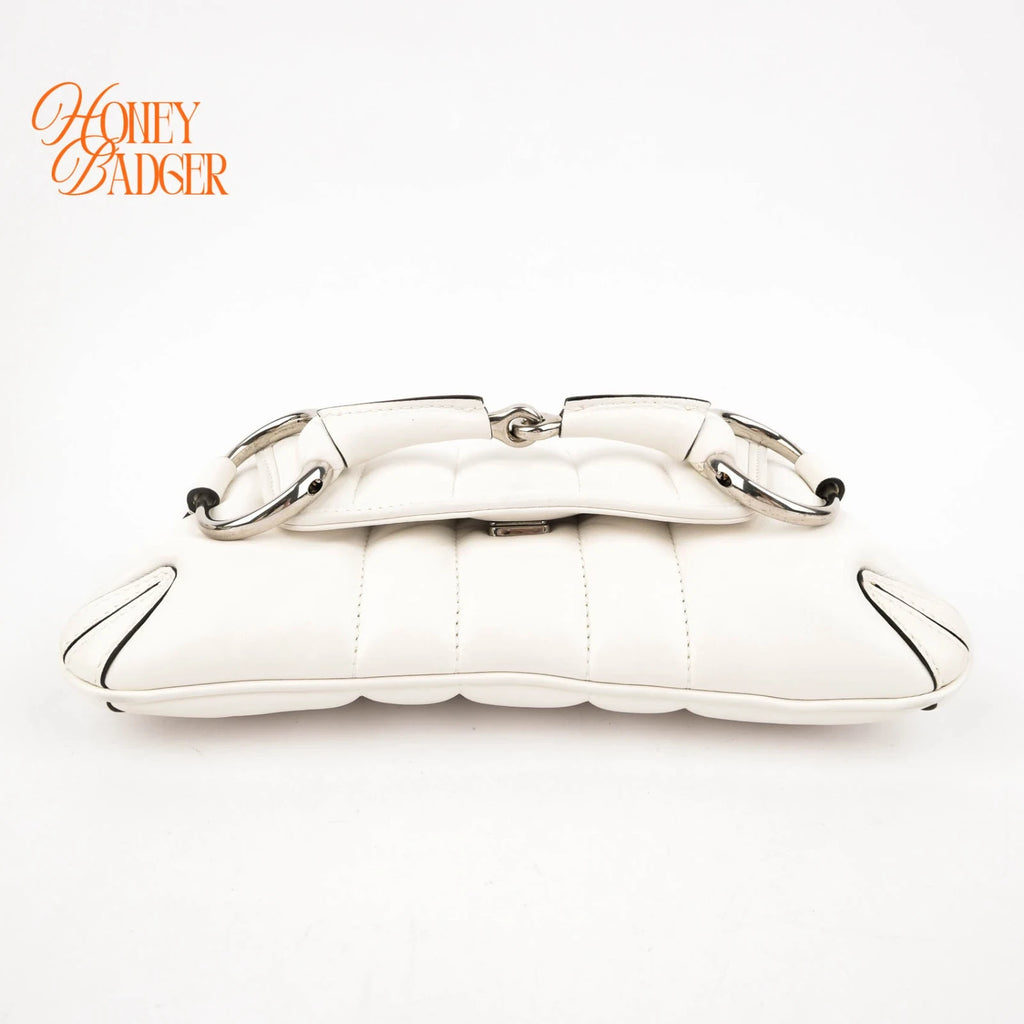 Gucci Horsebit 1955 Small Leather White Silver Hardware Rank S