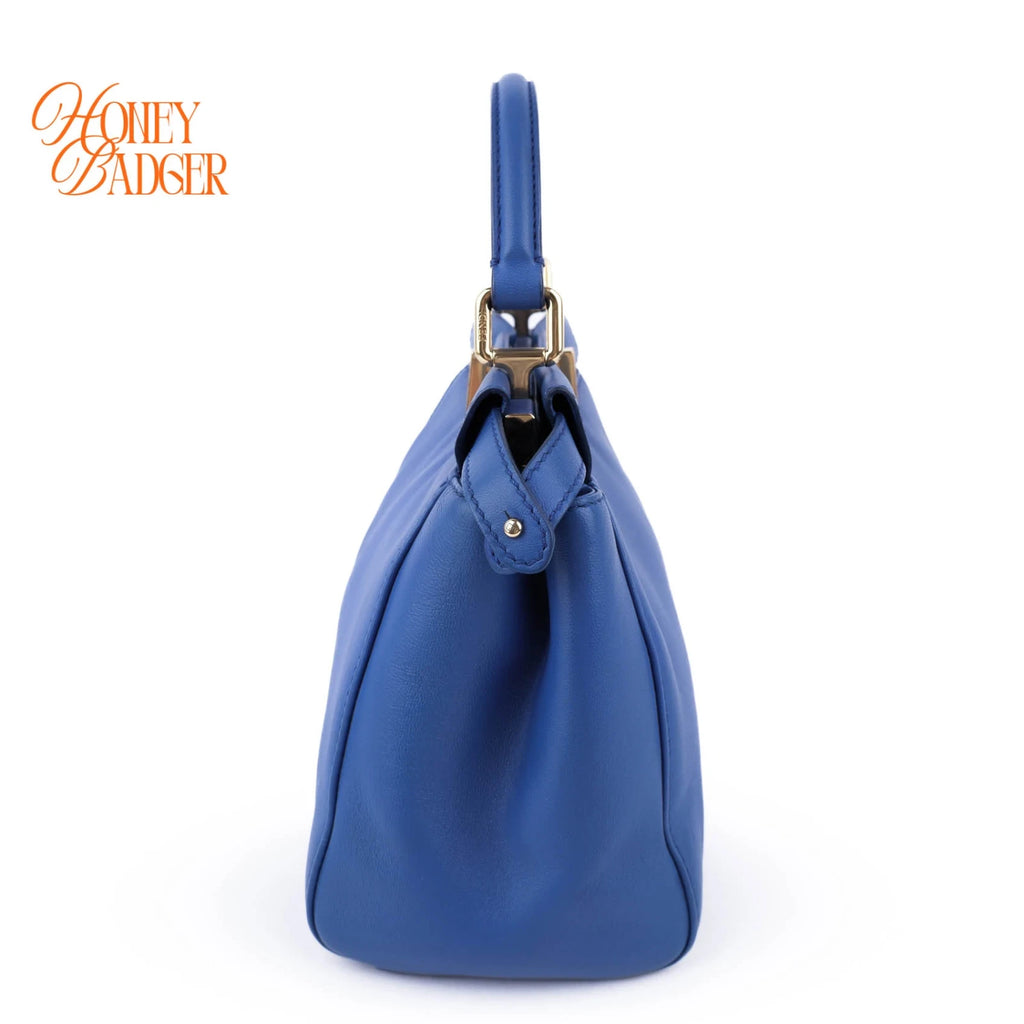 Fendi Peekaboo Iconic Mini Blue Leather 2WAY Shoulder Bag 8BN244