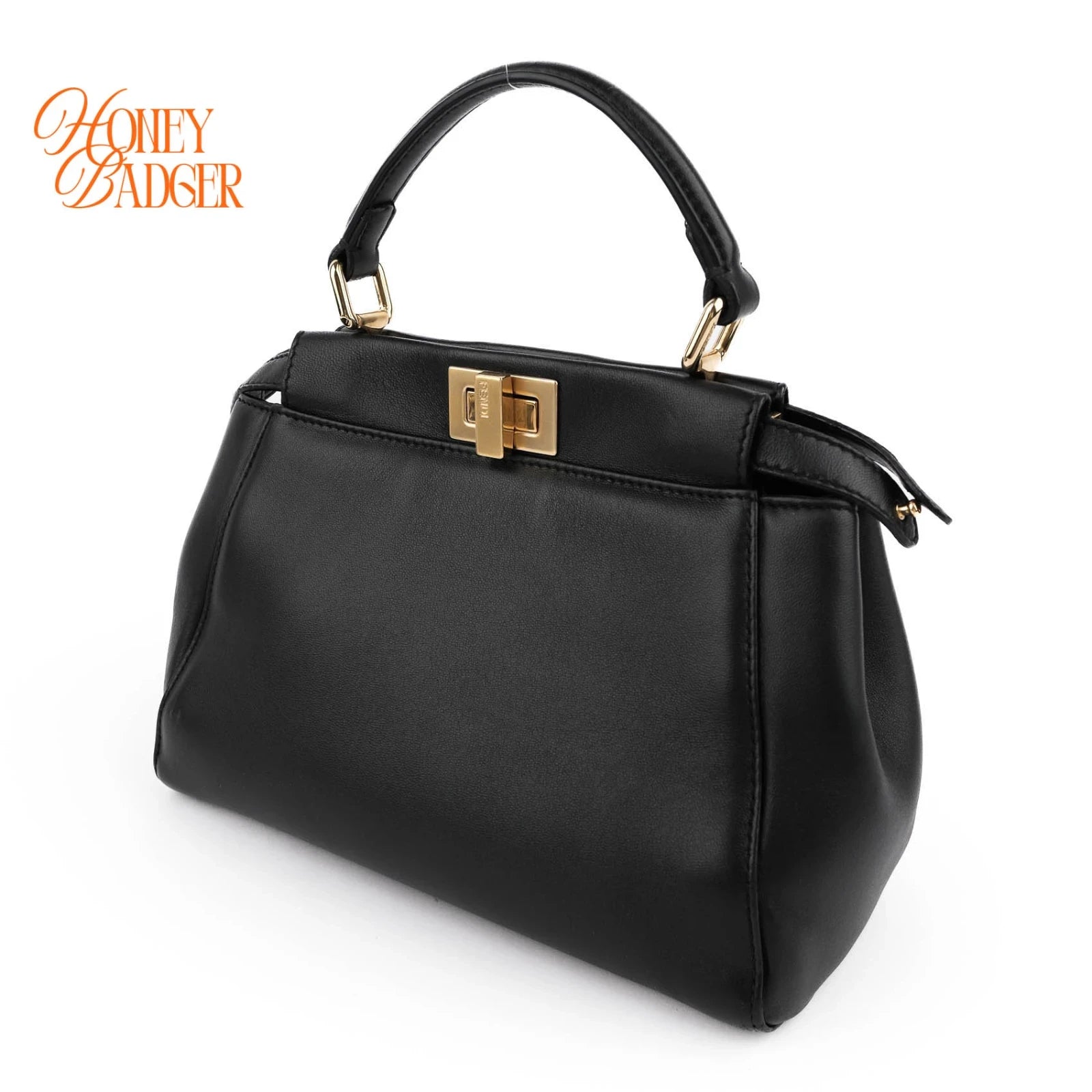 Fendi Peekaboo ISeeU Mini Black Leather 2Way Bag G3507 Rank A