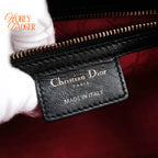 Dior Lady Dior Medium Cannage Lambskin Black Pale Gold Hardware Rank A