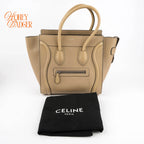 Celine Luggage Mini Beige Grained Calfskin 2Way Bag Rank A