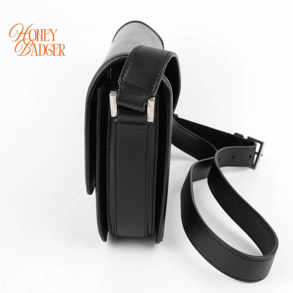 Saint Laurent Solferino Medium Brushed Leather Black Silver Hardware Rank A