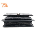 Saint Laurent Sunset Mini Croc-Embossed Leather Navy Rank A