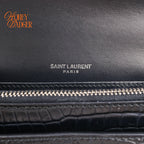 Saint Laurent Sunset Mini Croc-Embossed Leather Navy Rank A