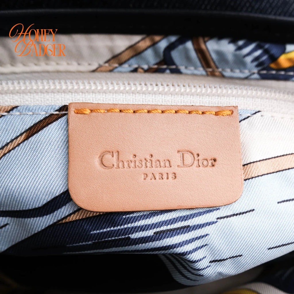 Dior Saddle Denim Dark Blue Camel Leather Gold Hardware Rank A