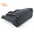 Celine Nano Luggage Bag Drummed Calfskin Navy Gold Hardware Rank A