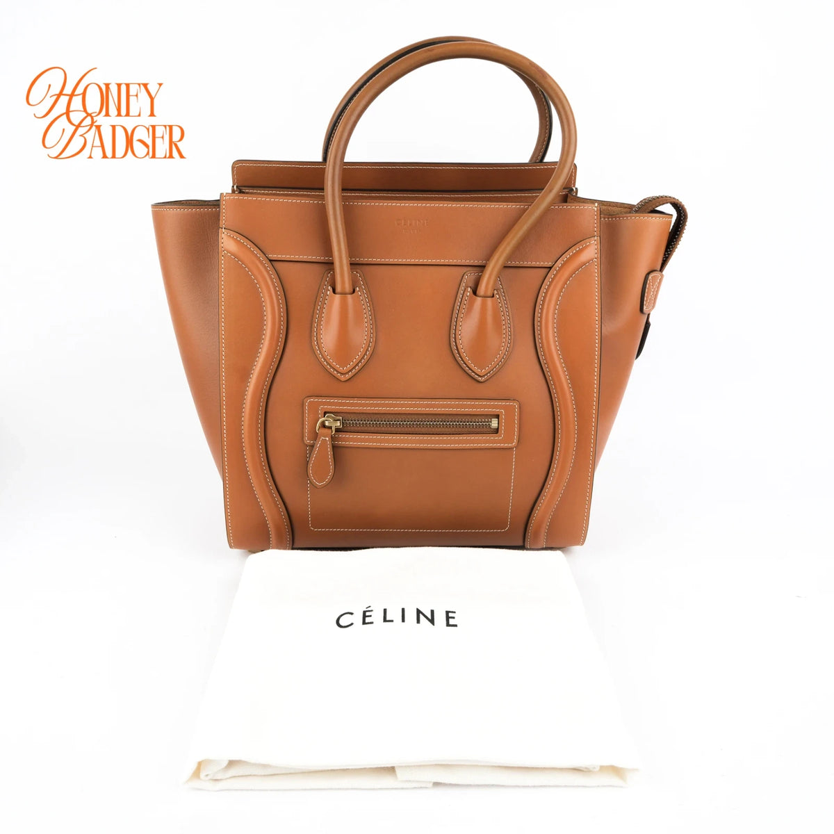 Celine Luggage Micro Smooth Calfskin Brown Gold Hardware Rank B