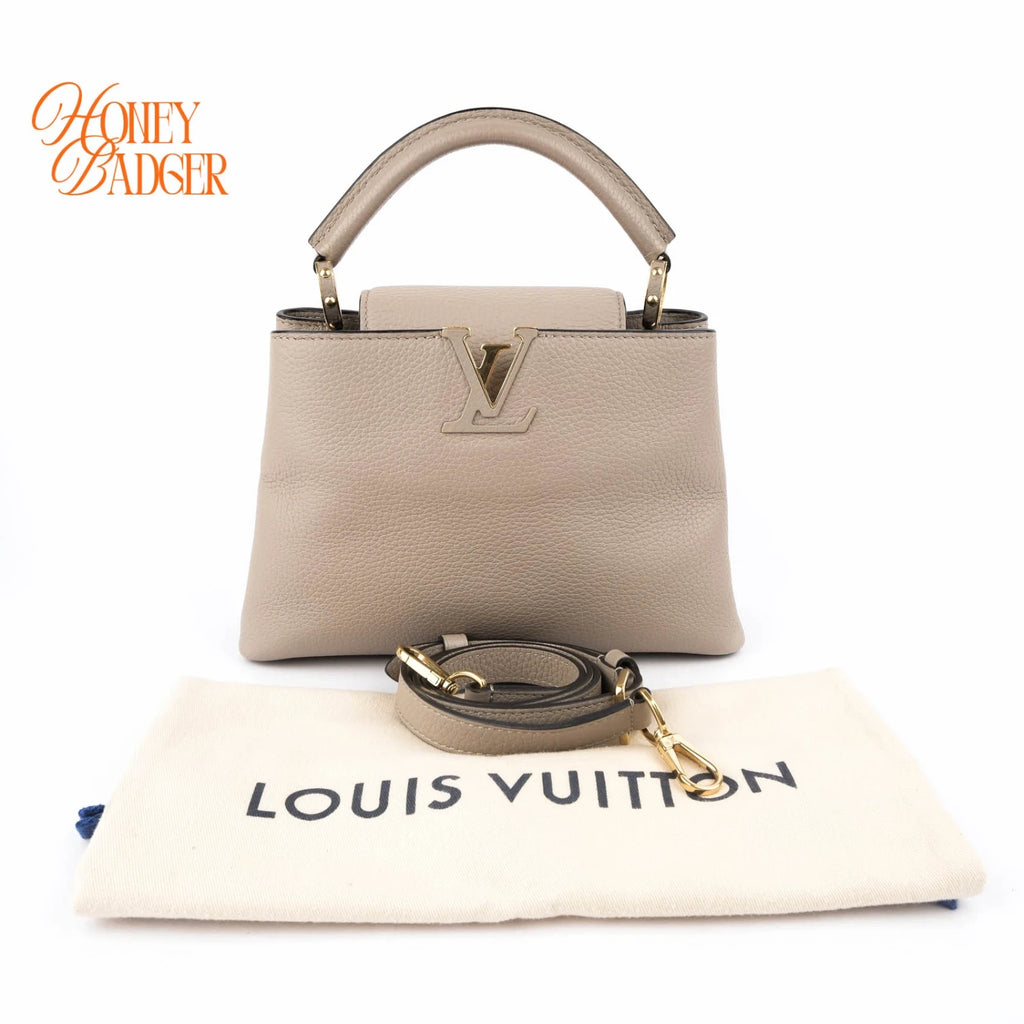 Louis Vuitton Capucines BB Taurillon Leather Galet Gray Gold Hardware Rank A