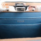 Fendi Peekaboo ISeeU FF Velvet Canvas Blue Beige 2Way Bag Rank AB