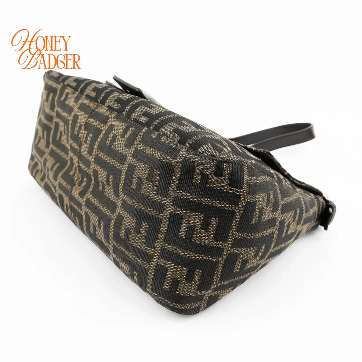 Fendi Mamma Baguette Zucca Canvas Brown Leather Silver Hardware Rank A