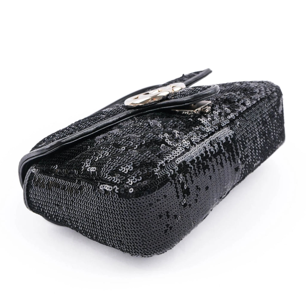 Gucci GG Marmont Medium Sequin Chain Shoulder Bag Black Rank S