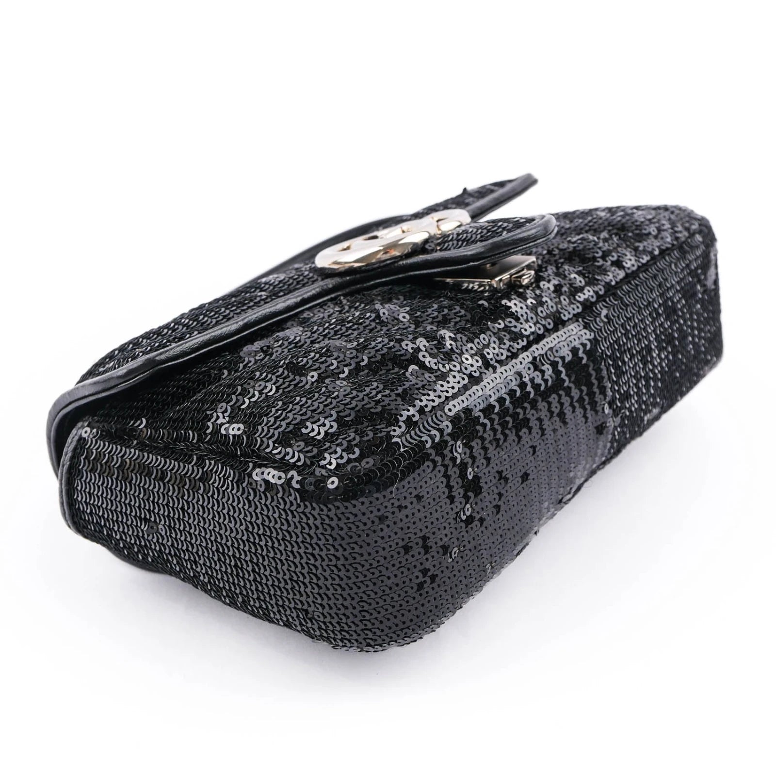 Gucci GG Marmont Medium Sequin Chain Shoulder Bag Black Rank S