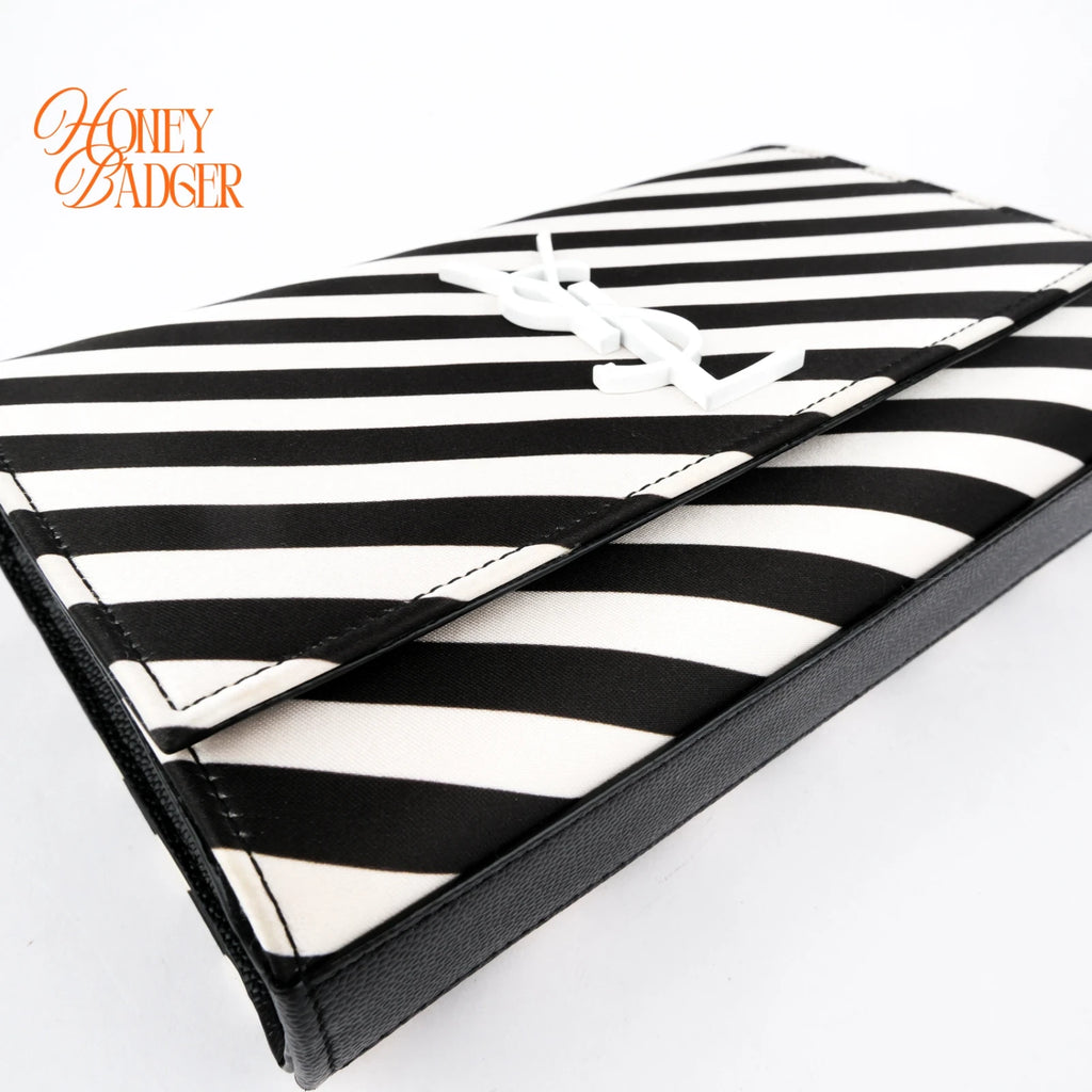 Saint Laurent Kate Small Striped Fabric Black/White Rank A
