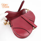 Dior Mini Saddle Bag Calfskin Leather Red Gold Hardware Rank A