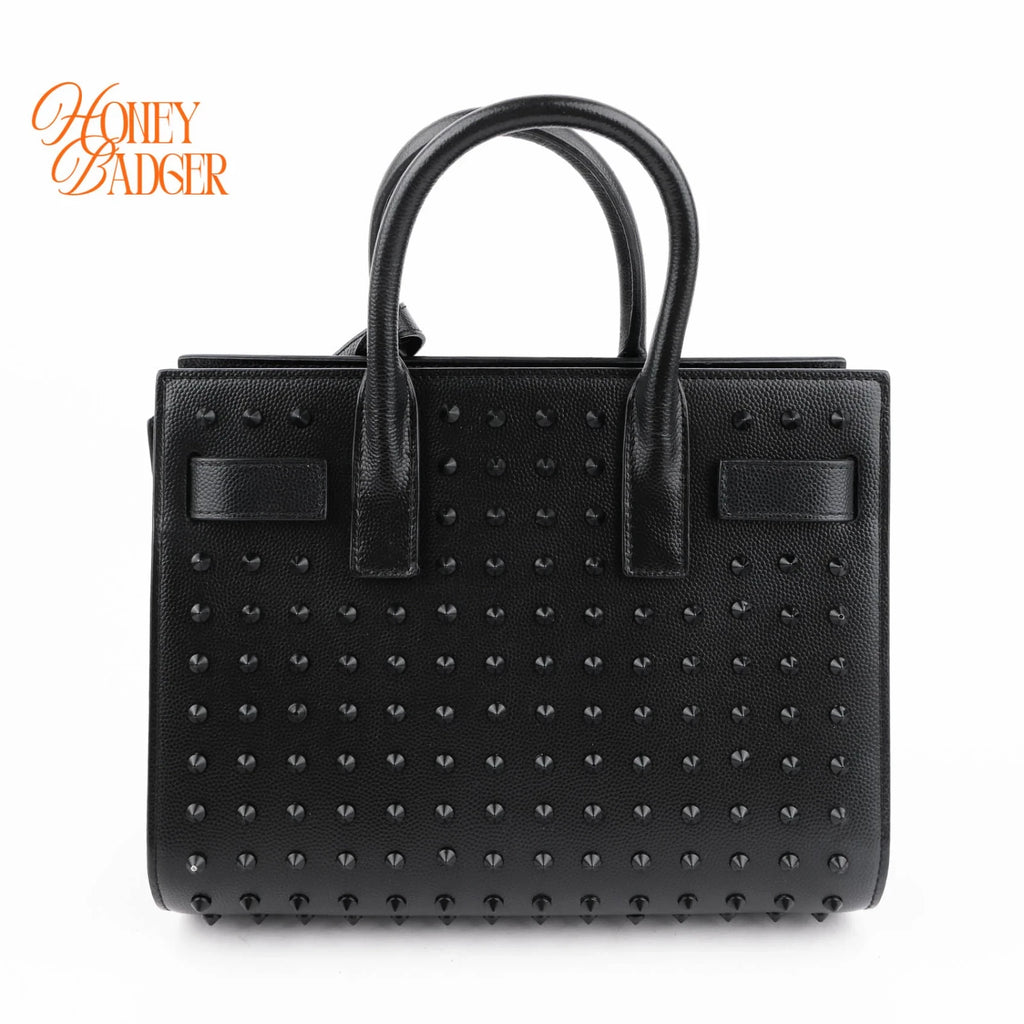 Saint Laurent Sac de Jour Nano Studded Leather Black Rank A