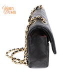 Chanel Classic Double Flap Medium 25 Quilted Lambskin Black Gold Hardware Rank AB