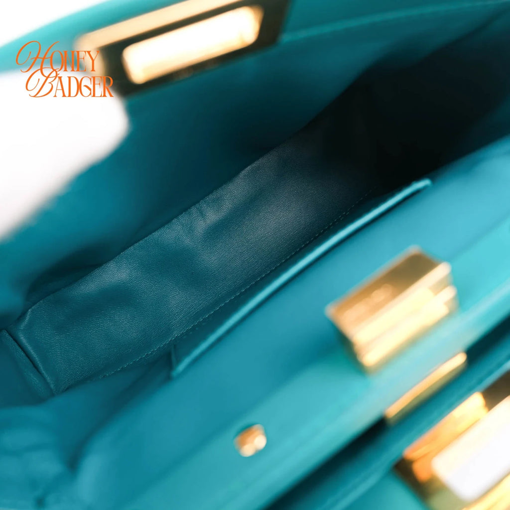Fendi Peekaboo Iconic Mini Blue Leather 2WAY Shoulder Bag 8BN244