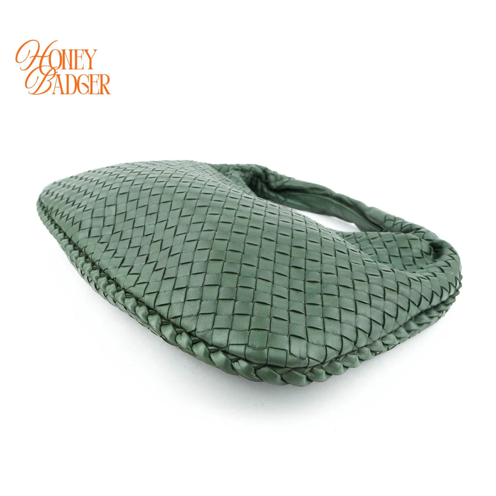 Bottega Veneta Veneta Hobo Intrecciato Leather Green Rank A