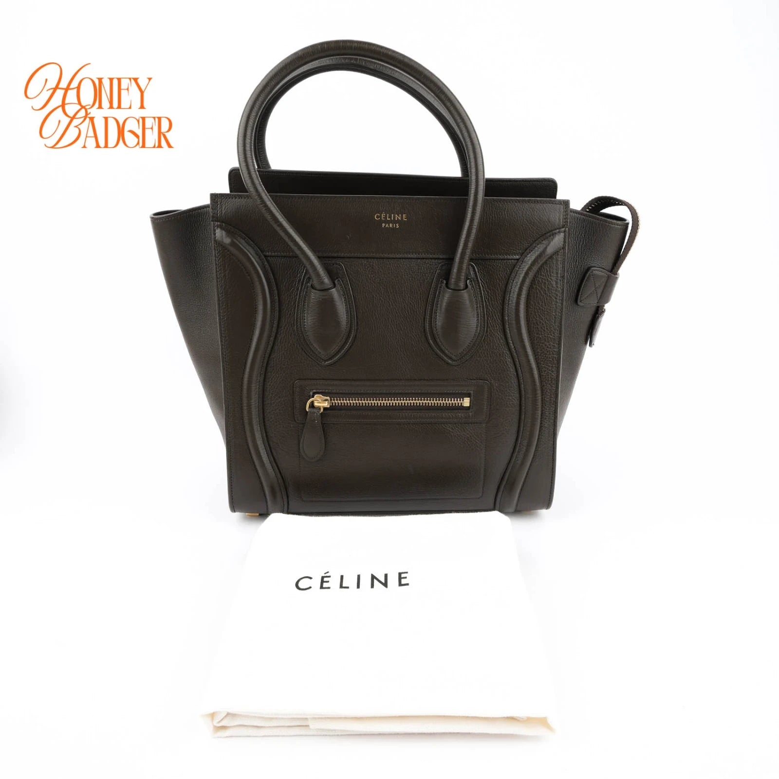 Celine Luggage Medium Grained Calfskin Brown Rank A