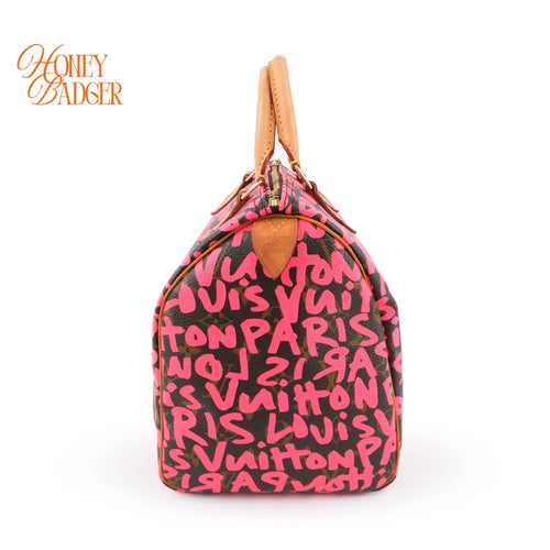 Louis Vuitton Speedy 30 Monogram Graffiti Canvas Pink Rank A
