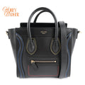 Celine Luggage Nano Black Smooth Leather Multicolor Stitch Rank A