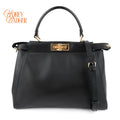 Fendi Peekaboo Regular Smooth Calfskin Black Gold Hardware Rank A