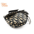 Dior Saddle Medium Oblique Jacquard Blue Silver Hardware Rank A